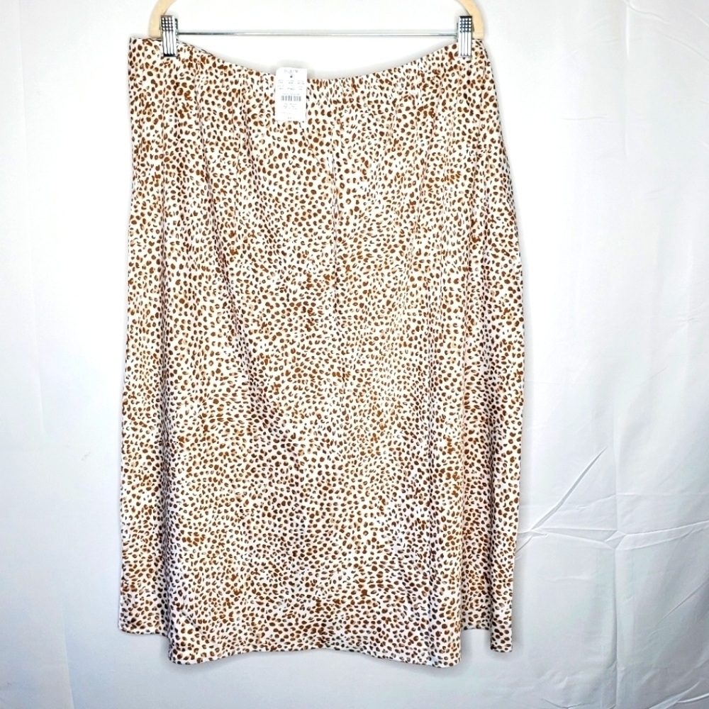 J. Crew Plus Size Satin Midi Slip Skirt 2X Animal Print Spring Stretch Waist NEW - Picture 5 of 11